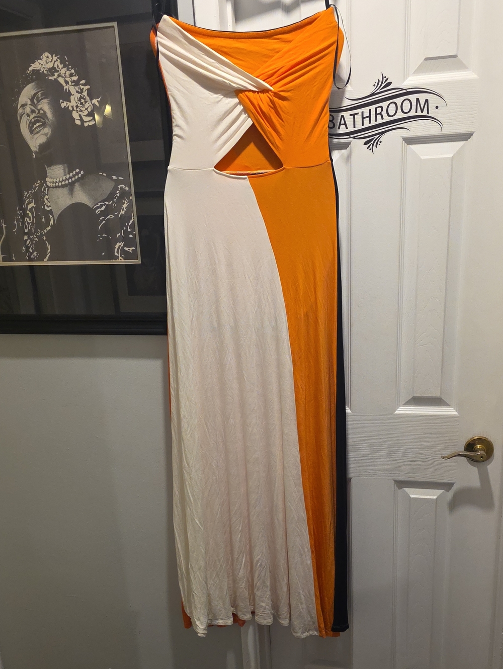 Felicity & Coco Orange and Cream Twist-Front Maxi Dress